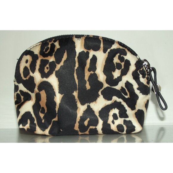 Victoria's Secret Makeup Case animal print Cosmetic Pouch zipper V.S. gold - Picture 3 of 9